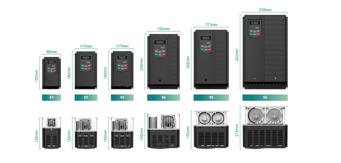 VFD E2000-0015T3E2 - 480V / 2 HP / Nema 1 / 3 in 3 out / 4.0 A / 1.5KW
