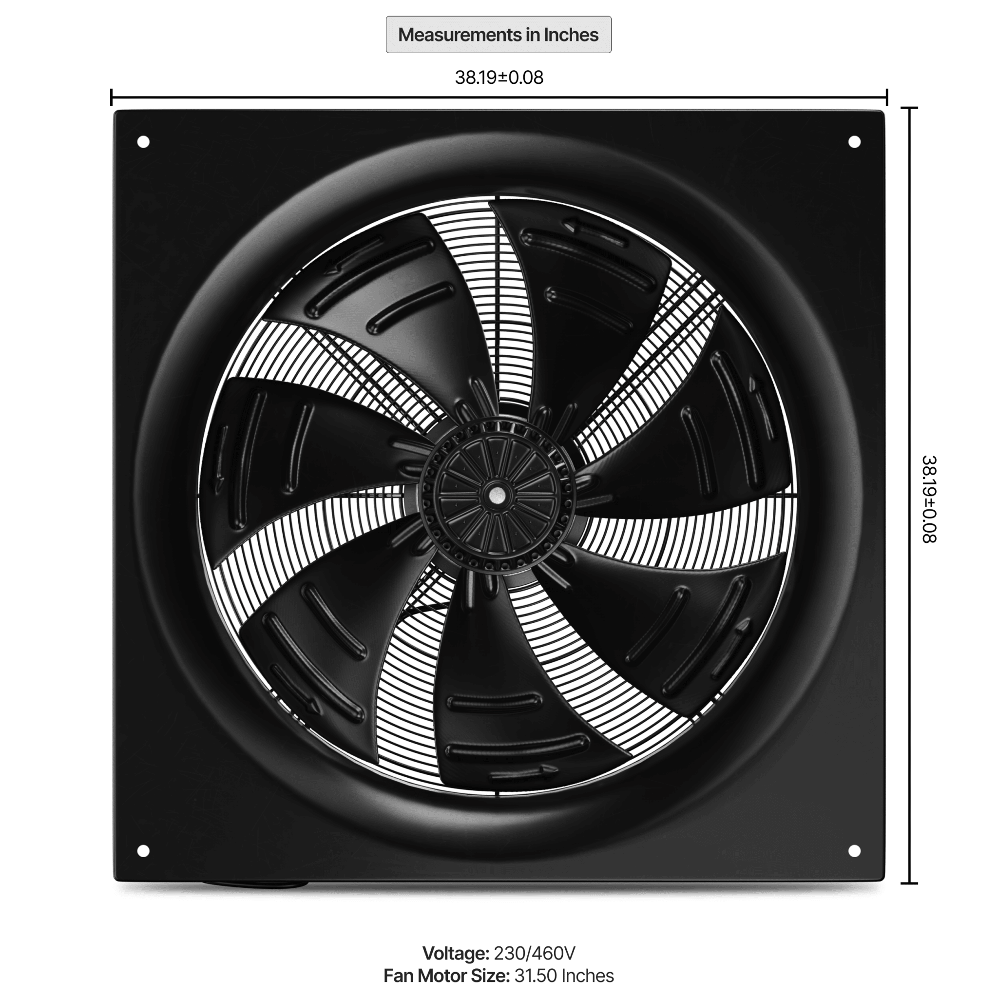 Dunli Condenser Fan Motor & Assembly - 800mm/230V - 460V - EPS Controls