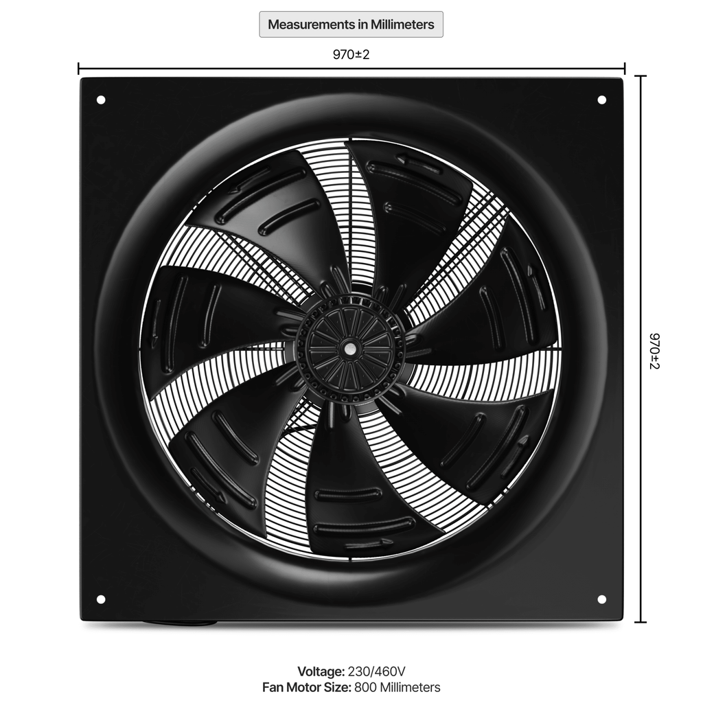 Dunli Condenser Fan Motor & Assembly - 800mm/230V - 460V - EPS Controls