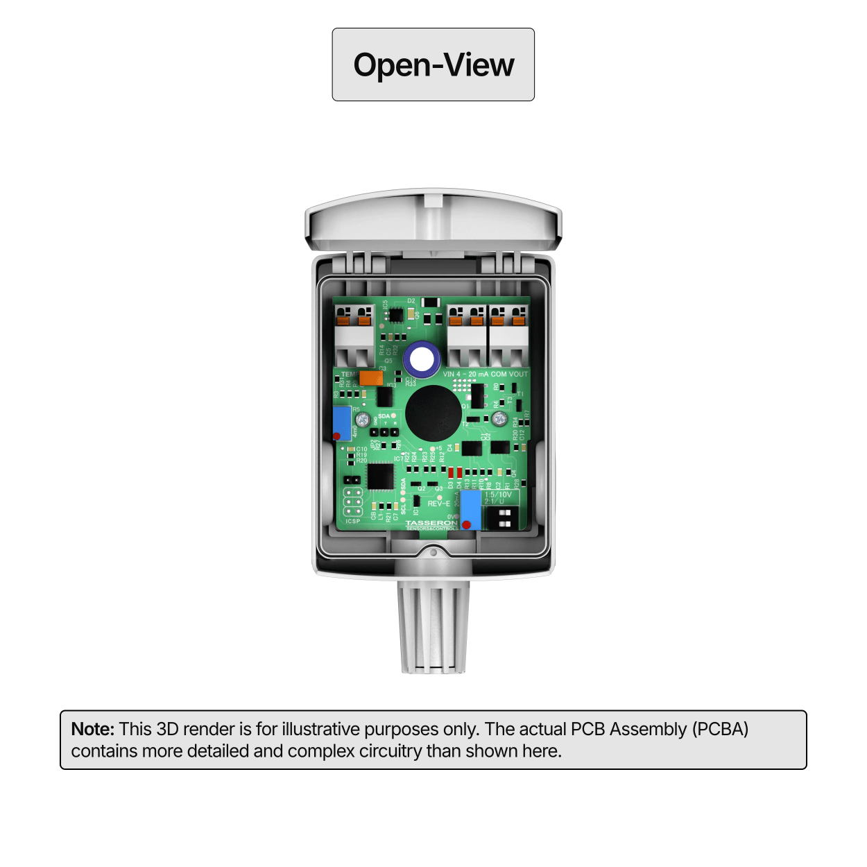 Tasseron Outdoor Humidity/Temperature Sensor (THHOSA5C) Addison OAT/RH Aftermarket Part No. 0843P - 0587 - EPS Controls